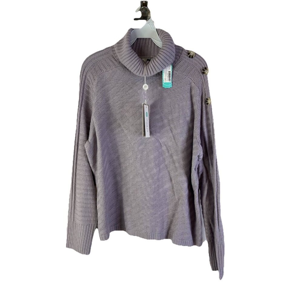 New Evolution by Cyrus Orion Button Shoulder Turtleneck Sweater